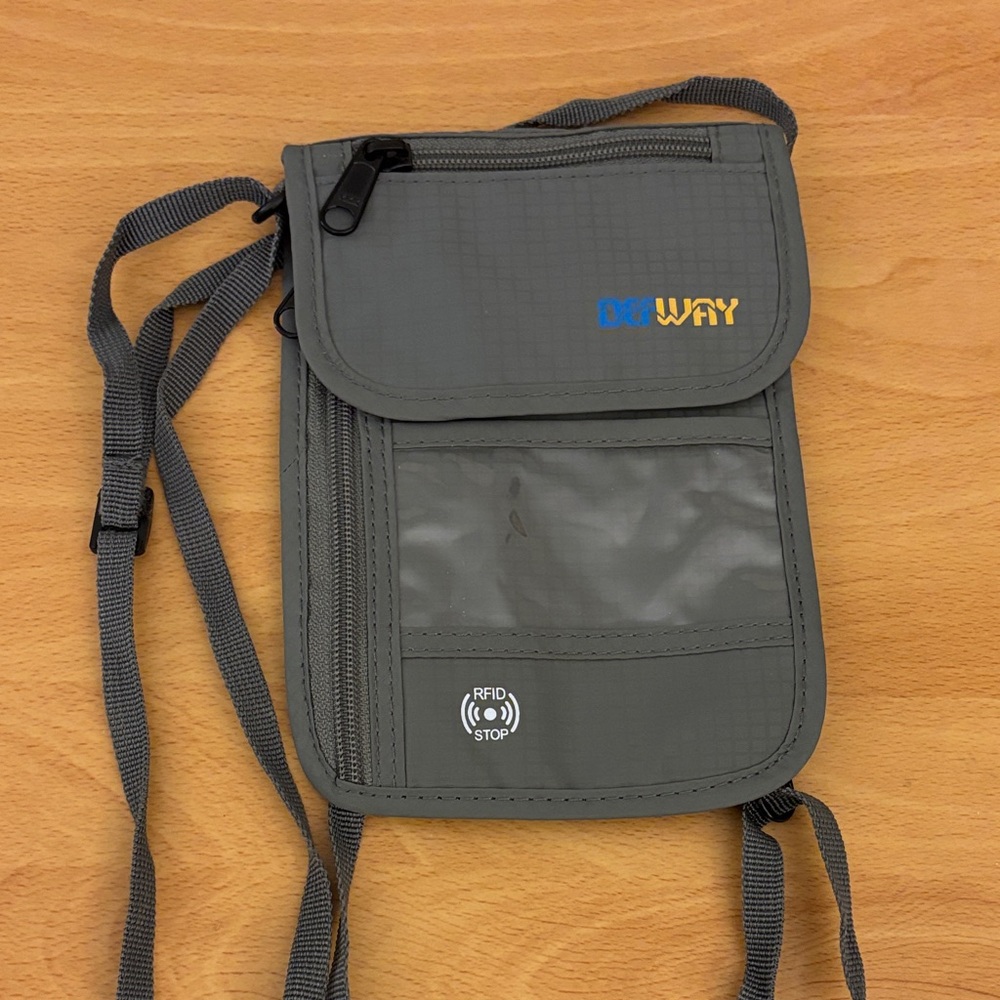 Small Grey Defway Travel Pouch with RFID-Blocking